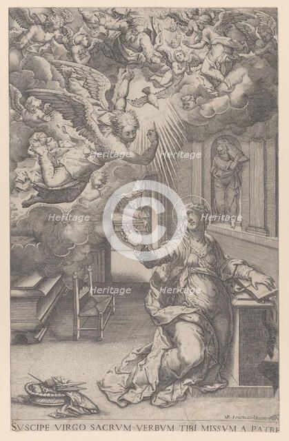 The Annunciation, 1571. Creator: Mario Cartaro.