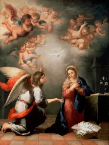 The Annunciation 1660s. Artist: Bartolomé Esteban Murillo