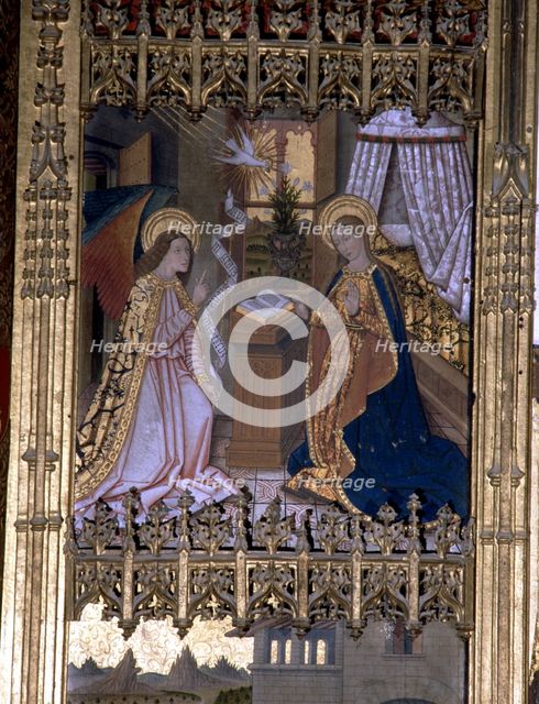 'The Annunciation', table of the altarpiece of the Chapel of the Pieta, by Francesc Solives.