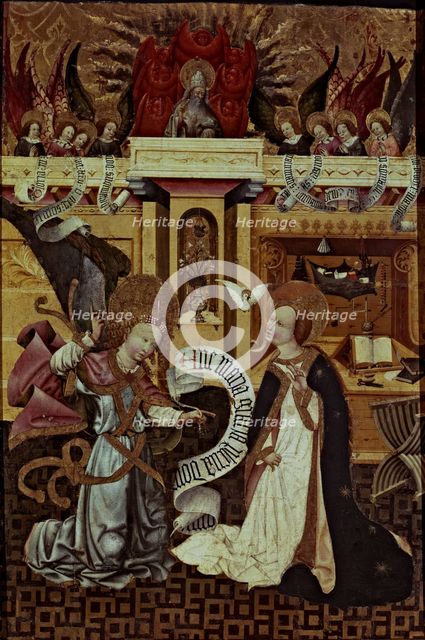  'The Annunciation', table of the Verdu altarpiece, tempera on wood made around 1434, from the pa…