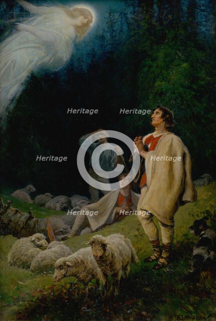 The Annunciation to the Shepherds, 1880. Creator: Liebscher, Adolf (1857-1919).