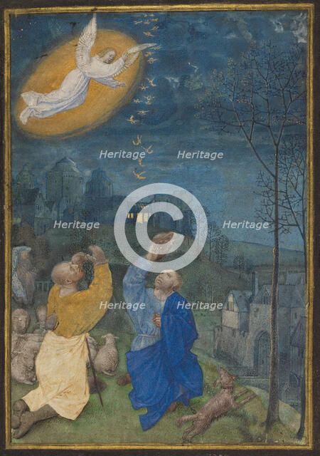 The Annunciation to the Shepherds: Miniature from the Emerson-White Hours, late 1470s-about 1480.  Creator: Master of the Houghton Miniatures.
