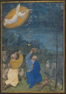 The Annunciation to the Shepherds: Miniature from the Emerson-White Hours, late 1470s-about 1480. Creator: Master of the Houghton Miniatures
