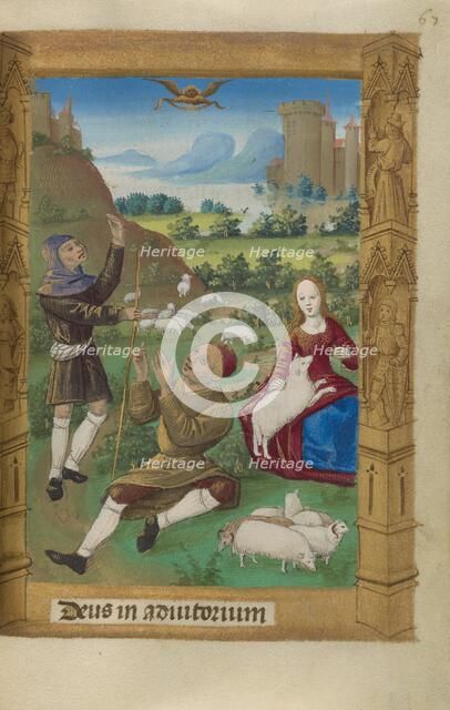 The Annunciation to the Shepherds; Book of Hours, 1478. Creator: Master of Guillaume Lambert.