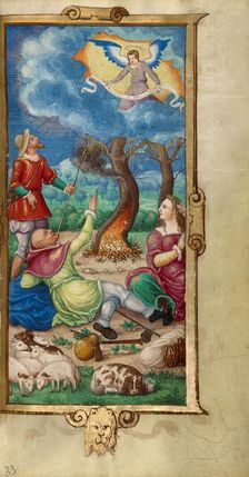 The Annunciation to the Shepherds; Book of Hours, 1544. Creator: Unknown
