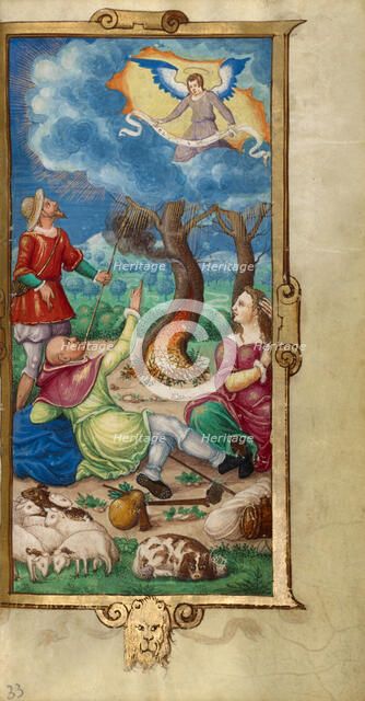 The Annunciation to the Shepherds; Book of Hours, 1544. Creator: Unknown.