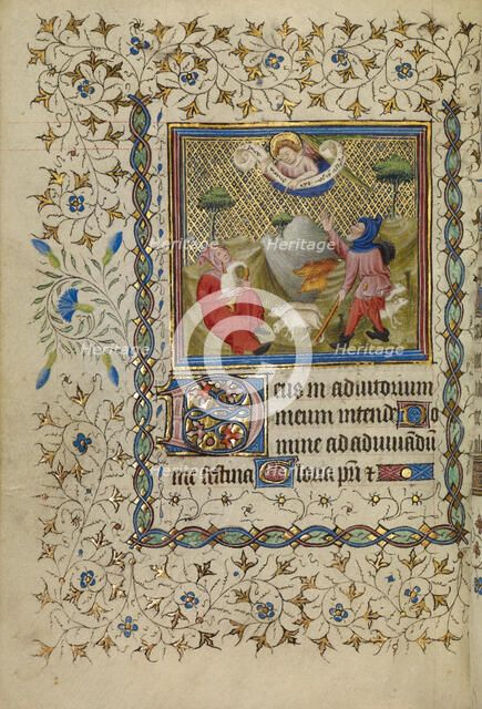 The Annunciation to the Shepherds; Book of Hours, about 1400-1410. Creator: Unknown.