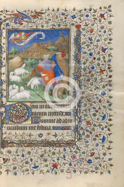 The Annunciation to the Shepherds; Book of Hours, about 1415-1420. Creators: Boucicaut Master, Workshop of the Boucicaut Master.