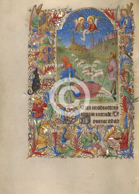 The Annunciation to the Shepherds; Book of Hours, about 1420. Creator: Spitz Master.