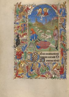 The Annunciation to the Shepherds; Book of Hours, about 1420. Creator: Spitz Master