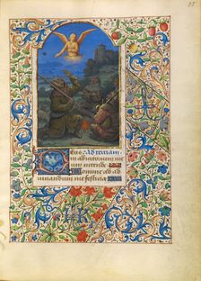 The Annunciation to the Shepherds; Katherine Hours, about 1480-1485. Creator: Jean Bourdichon