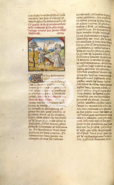 The Annunciation to Joachim; Miroir Historial, about 1475. Creator: Unknown.