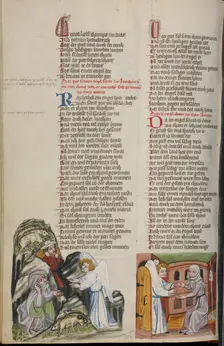 The Annunciation to Joachim: The Annunciation to Anna; Weltchronik, about 1400-1410. Creator: Unknown