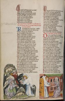 The Annunciation to Joachim: The Annunciation to Anna; Weltchronik, about 1400-1410. Creator: Unknown