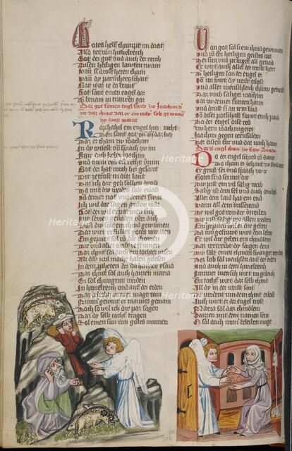 The Annunciation to Joachim: The Annunciation to Anna; Weltchronik, about 1400-1410. Creator: Unknown.