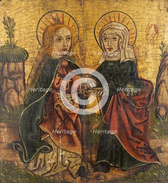 The Annunciation, Visitation to St Elizabeth, Saint Dorothy. Triptych Wing, between 1501-1533. Creator: Unknown.