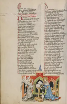 The Annunciation; Weltchronik, about 1400-1410. Creator: Unknown