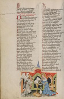 The Annunciation; Weltchronik, about 1400-1410. Creator: Unknown