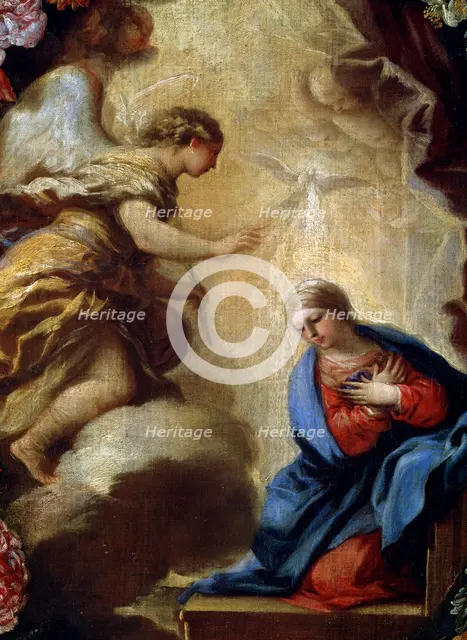 'The Annunciation with Flowers' (detail), 17th or early 18th century. Creator: Carlo Maratti.
