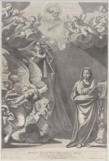 The Annunciation, with Gabriel and other angels at left and God the Father above, 168..., 1687-1717. Creator: Giacomo-Maria Giovannini