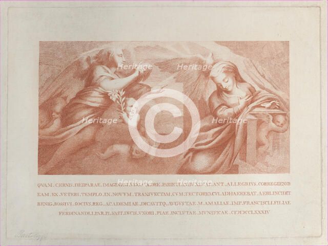 The Annunciation, with Gabriel at left and the Virgin at right, 1784. Creator: Bossi.