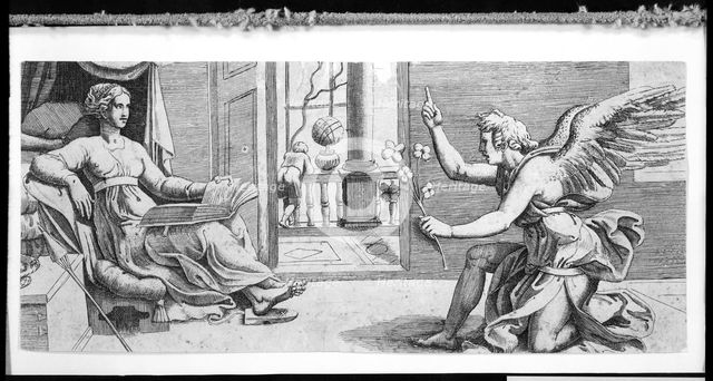 The Annunciation with Kneeling Angel, ca. 1540-41. Creator: Attributed to Enea Vico.