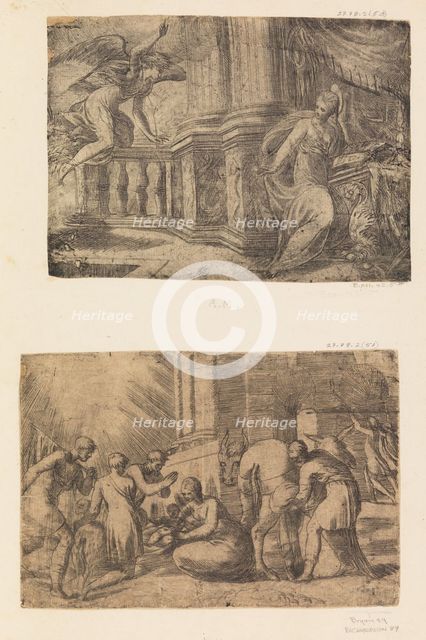 The Annunciation, Adoration of the Shepherds, after ca. 1552 (?). Creator: Andrea Schiavone.