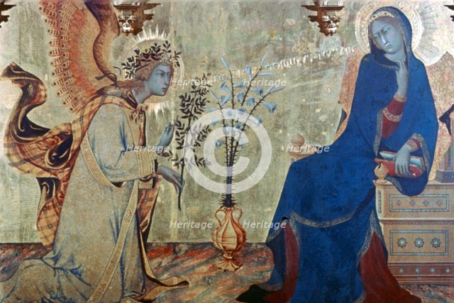 'The Annunciation and Two Saints', (detail), 1333. Artist: Simone Martini