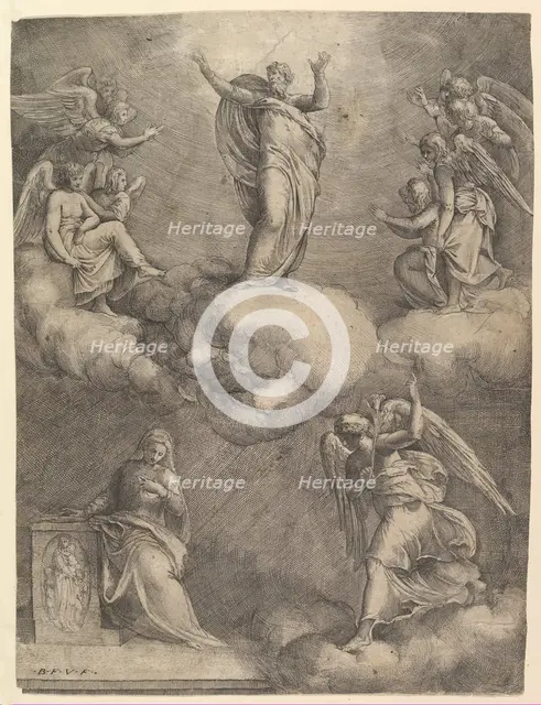 The Annunciation, before 1557. Creator: Battista Franco Veneziano.