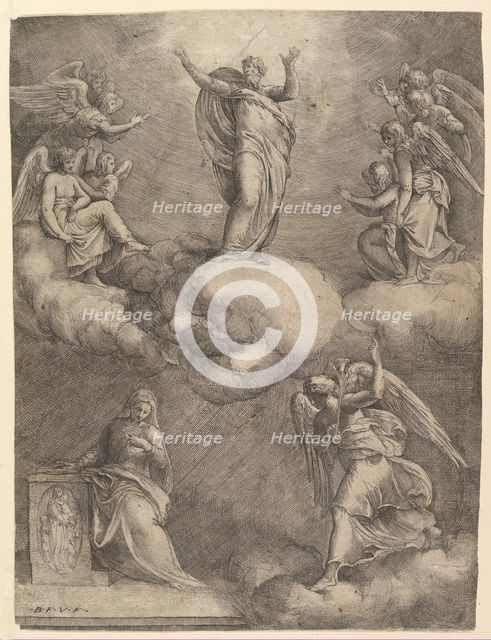 The Annunciation, before 1557. Creator: Battista Franco Veneziano.