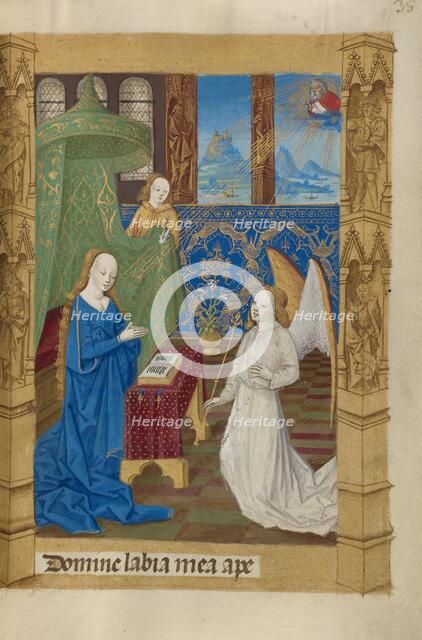 The Annunciation; Book of Hours, 1478. Creator: Master of Guillaume Lambert.