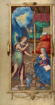 The Annunciation; Book of Hours, 1544. Creator: Unknown