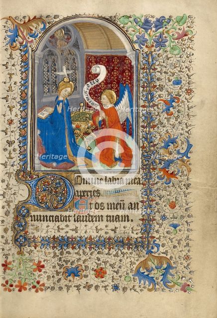 The Annunciation; Book of Hours, about 1420-1430. Creator: Master of the Harvard Hannibal.