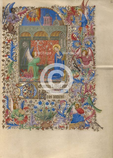 The Annunciation; Book of Hours, about 1420. Creator: Spitz Master.