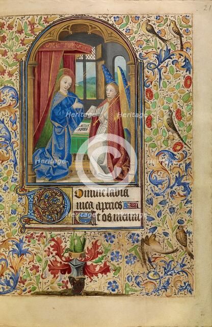 The Annunciation; Book of Hours, about 1466-1470. Creator: Master of Jacques of Luxembourg.