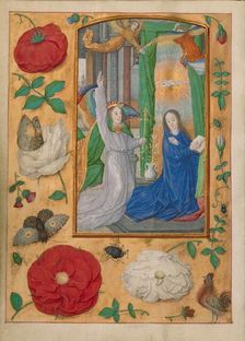 The Annunciation; Book of Hours, about 1500. Creator: Workshop of Gerard Horenbout