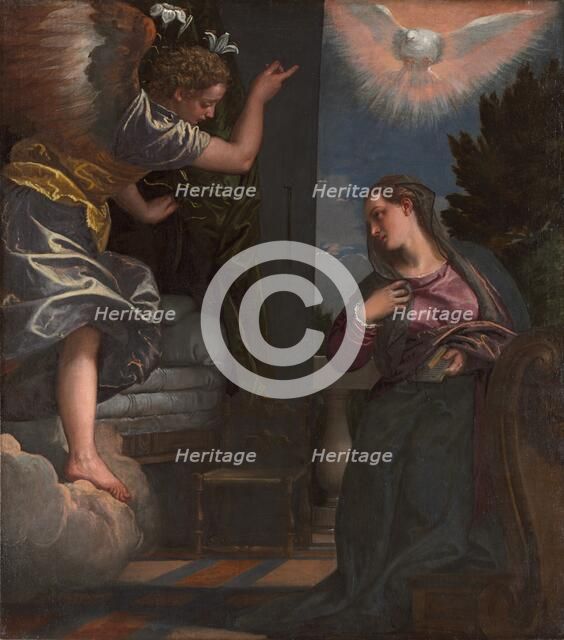 The Annunciation, c. 1580. Creator: Paolo Veronese (Italian, 1528-1588); Workshop, and.