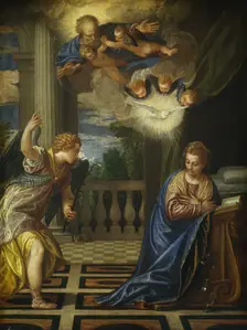 The Annunciation, c. 1583/1584. Creators: Paolo Veronese, Workshop of Veronese