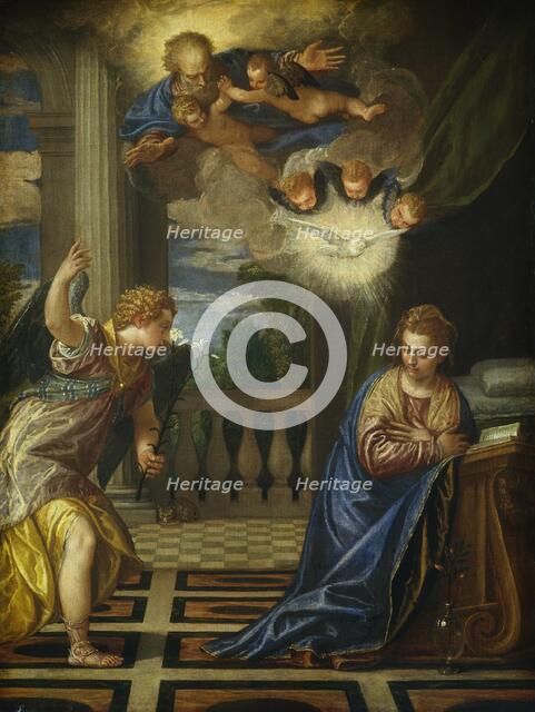 The Annunciation, c. 1583/1584. Creators: Paolo Veronese, Workshop of Veronese.