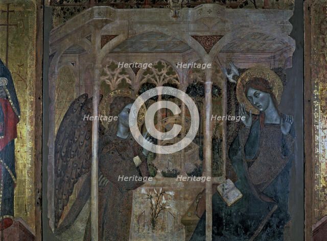  'The Annunciation', central panel of the altarpiece of 'The Annunciation and Saints John' by the…