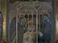 The Annunciation central panel of the altarpiece of The Annunciation and Saints John by the…