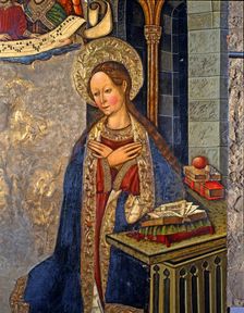 The Annunciation detail of the Virgin, painting on table from the church of the Blood of Alcove…
