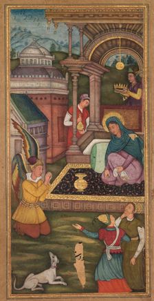 The Annunciation, from a Mir’at al-quds of Father Jerome Xavier (Spanish, 1549-1617), 1602-1604. Creator: Unknown