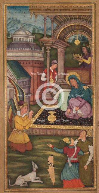 The Annunciation, from a Mir’at al-quds of Father Jerome Xavier (Spanish, 1549-1617), 1602-1604. Creator: Unknown.