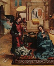 The Annunciation (from the Convento de Santos-o-Novo Altarpiece), c1535-1540. Creator: Lopes, Gregório (c. 1490-1550)