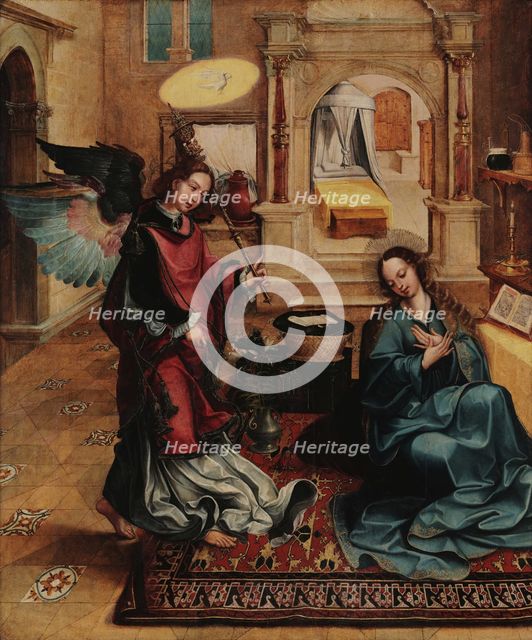 The Annunciation (from the Convento de Santos-o-Novo Altarpiece), c1535-1540. Creator: Lopes, Gregório (c. 1490-1550).