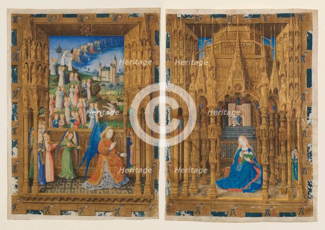The Annunciation from the Hours of Charles of France, 1465. Creator: Master of Charles of France.