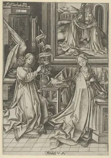 The Annunciation, from The Life of the Virgin. Creator: Israhel van Meckenem