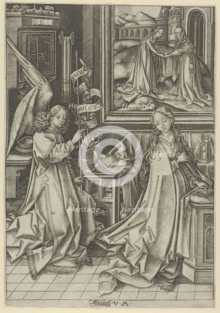 The Annunciation, from The Life of the Virgin. Creator: Israhel van Meckenem.
