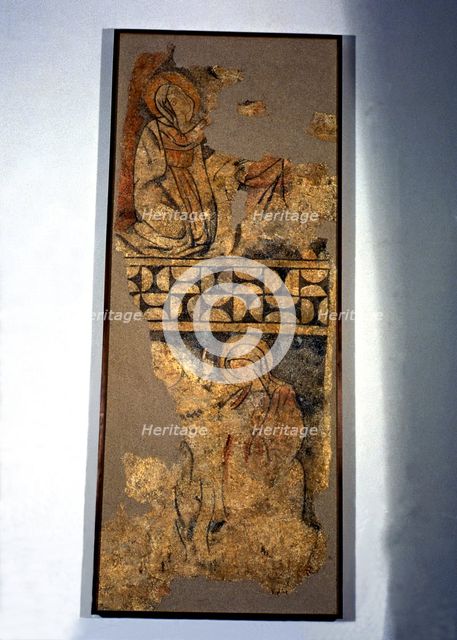  'The Annunciation', fragment of the mural painting from the apse of the church of St. Peter ad V…